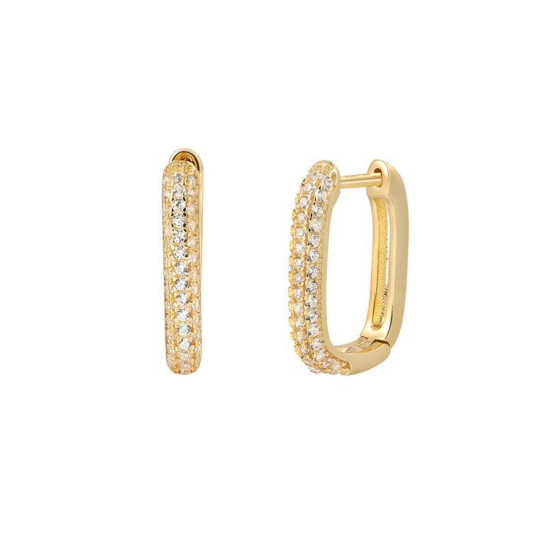Xenox Duo Link goldene Creolen mit Zirkonia aus Platin 950 XS91486G